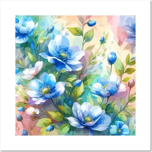 Blue Spring Flowers Posters and Art